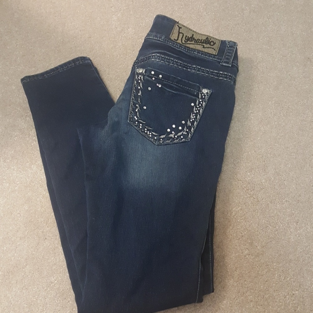 Hydraulic Rhinestone Skinny Jeans
